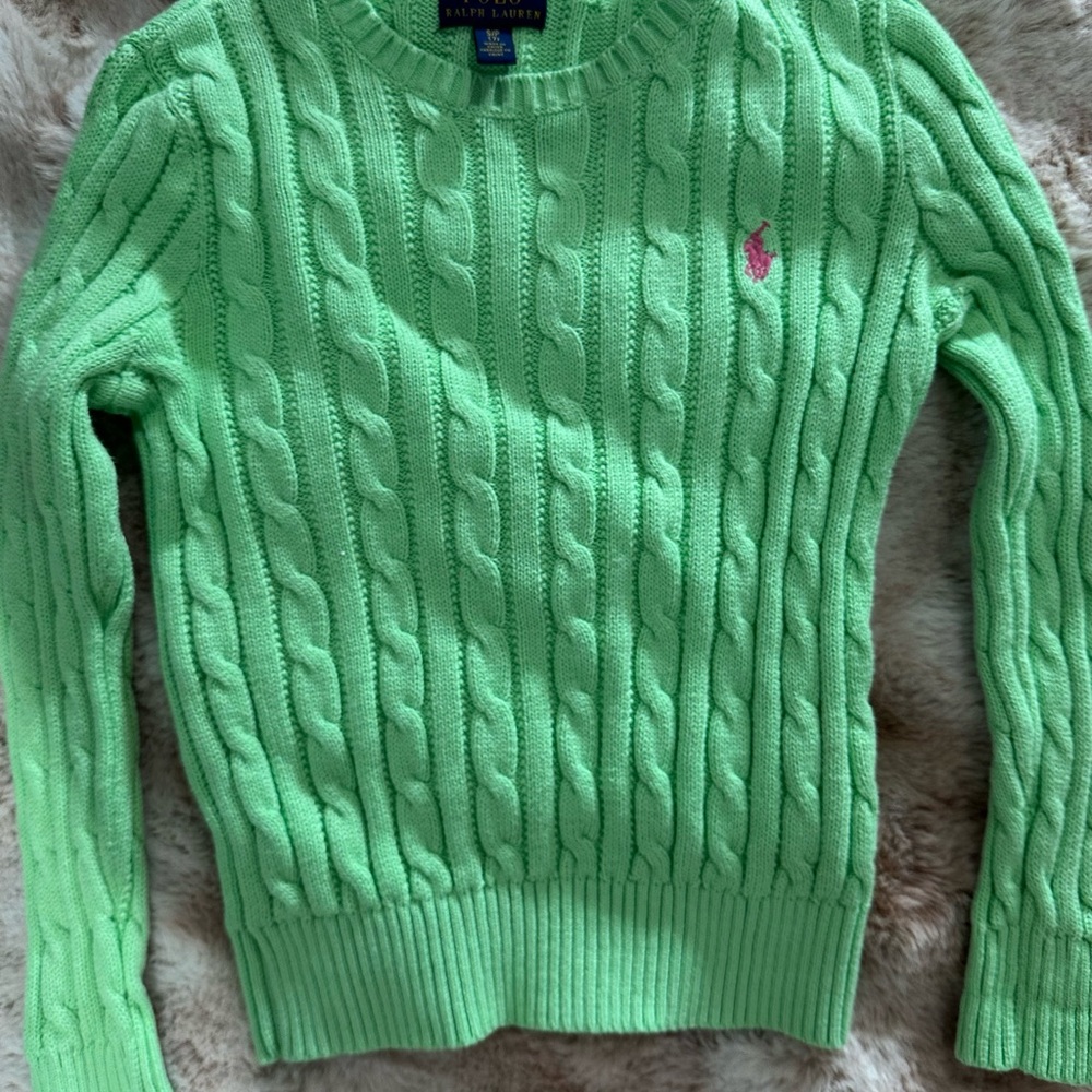 Ralph Lauren Lime Cable Knit Sweater